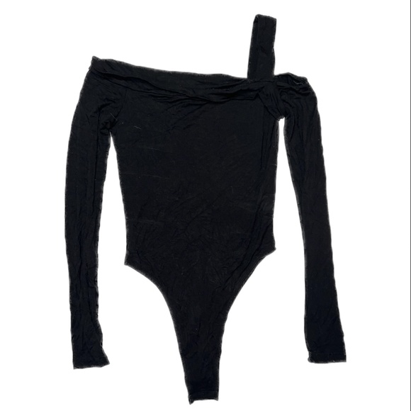 Small Black Bodysuit with Long Sleeves and Shoulder Detail - Picture 1 of 2